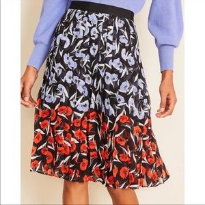 Ann Taylor Poppy Floral Pleated Chiffon Skirt